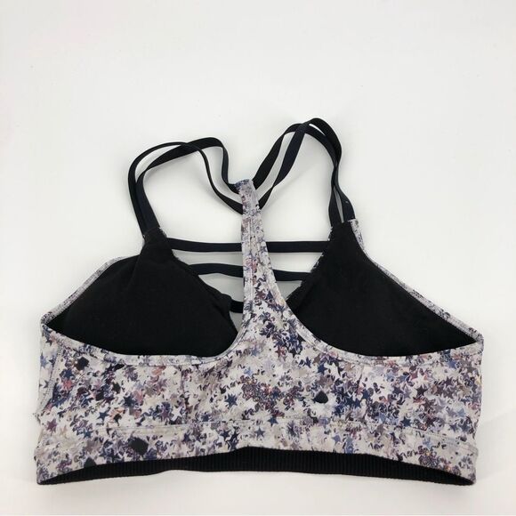 Victorias Secret VSX Sports Bra Medium Star Print‎ Strappy Silver Blue - Picture 2 of 6